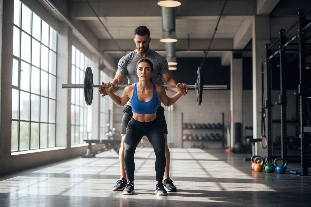 {
  "dalle.text2im": {
    "prompt": "Realistic fitness scene in a modern gym. A man and a woman training together, showing strong teamwork. They help each other during a workout, looking motivated and powerful. Natural lighting, defined muscles, dynamic pose, energetic atmosphere.",
    "size": "1024x1024"
  }
}

